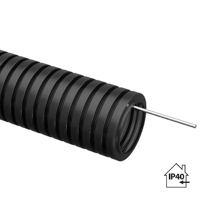 Труба гофрированная ПНД d20мм с протяжкой черн. (уп.25м) TOKOV ELECTRIC TKE-PND20-BL-25
