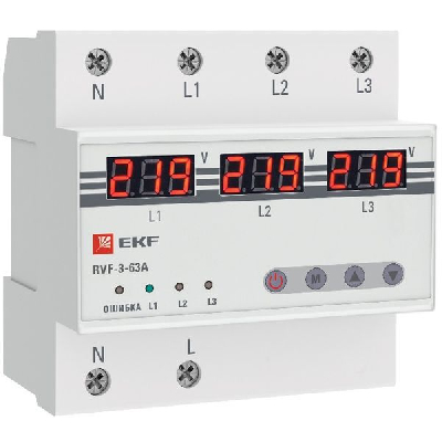 Реле выбора фаз с дисплеем RVF-3-63А PROxima EKF RVF-3-63a