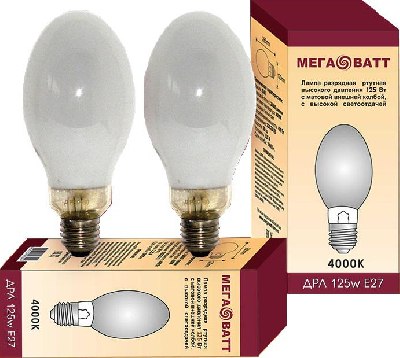 Лампа газоразрядная ртутная ДРЛ 125 E27 (25) МЕГАВАТТ 03007