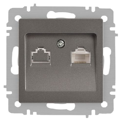 Розетка Accent 6-303-09 информационная RJ45 IP20 СУ титан Intro Б0063642