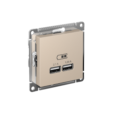 Розетка USB AtlasDesign тип A+A 5В/2.1А 2х5В/1.05А механизм песочн. SE ATN001233