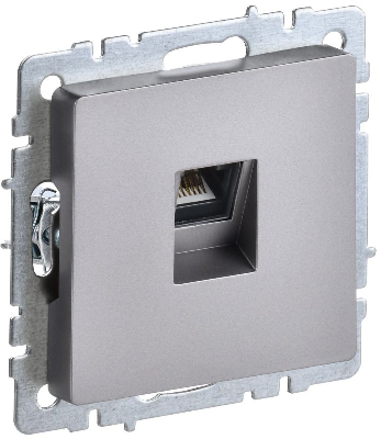 Розетка компьютерная СП RJ45 кат.6 BRITE РК11-БрС сталь IEK BR-K10-2-K46