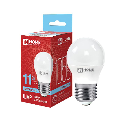 Лампа светодиодная LED-ШАР-VC 11Вт 230В E27 6500К 820лм IN HOME 4690612024943