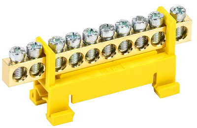 Шина PE "земля" на DIN-изол. "Стойка" ШНИ 6х9-10-С-Ж ИЭК YNN10-69-10P-K05