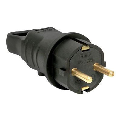 Вилка угловая с кольцом 230В 2P+PE 16А IP44 каучук Basic EKF RPS-017-16-230-44