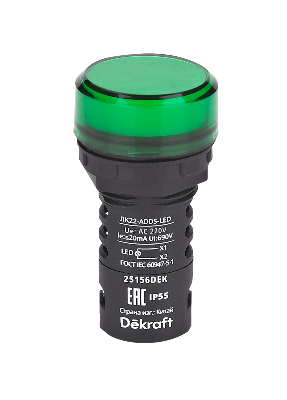 Лампа коммутационная ADDS ЛК-22 d22 220В AC IP55 LED зел. DEKraft 25156DEK