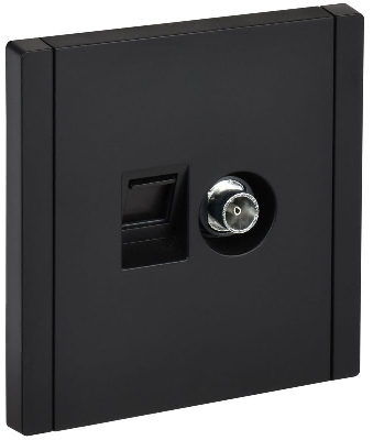 Розетка 2-м TV+RJ45 кат.5E FORTE&PIANO FP136 черн. IEK FP-AK20-1-K02
