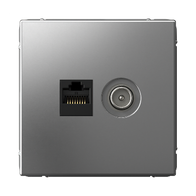 Розетка компьютерная + телевизионная 2-м ArtGallery RJ45 + TV кат.5E сталь SE GAL000989