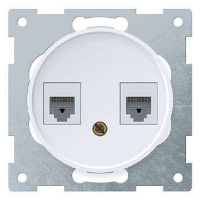 Механизм розетки комп. + телеф.2-м СП Florence RJ11/RJ45 кат.5e бел. 1E20801300 OneKeyElectro 2172771