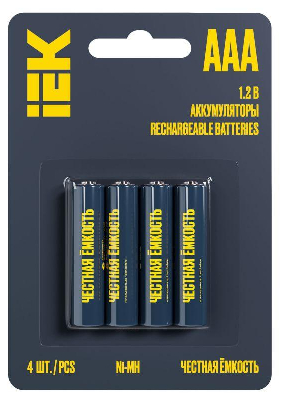 Аккумулятор GREEN Ni-MH AAA 1100мАч (блист.4шт) IEK AAK-NIMH-03-1100-L04