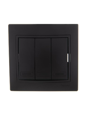 Выключатель 3-кл. СП Мира 10А IP20 черн. бархат LEZARD 701-4242-109