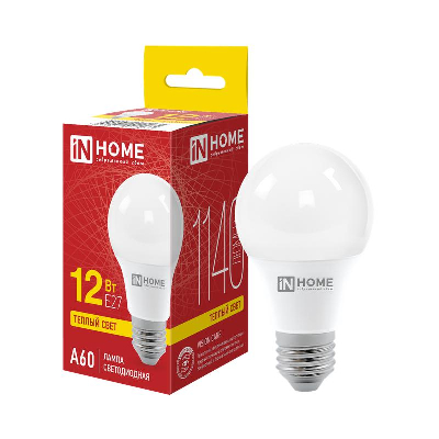 Лампа светодиодная LED-A60-VC 12Вт 230В E27 3000К 1080Лм IN HOME 4690612020235