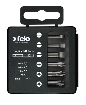 Набор бит SL/PZ/PH Industrial 50мм в кейсе 6 бит FELO 03092516
