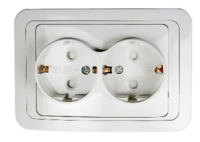 Розетка 2-м CLASSICO защ. шторки с заземл. 2128x бел. ASD / IN HOME 4690612000985