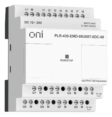 Модуль расширения входов выходов ПЛК 430 4 DI 4 UI (0-10В/DI) 8 TO 24В DC ONI PLR-430-EMD-08U08T-0DC-00