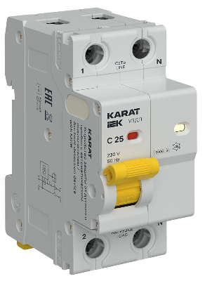 Устройство защиты от дугового пробоя KARAT УЗДП с авт. выкл. 1P+N C 25A IEK KA-DP11-1-025-C