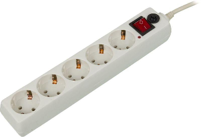 Удлинитель с сетевым фильтром 5х10м с заземл. 10А IP20 500SH-10-W CCA 3х0.75 бел. BURO 992302