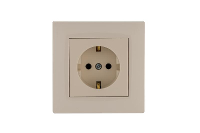 Розетка 1-м Karea RIZZ с заземл. крем Makel 88010028