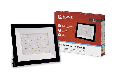 Прожектор светодиодный СДО-7 100Вт 230В 6500К IP65 черн. IN HOME 4690612034652