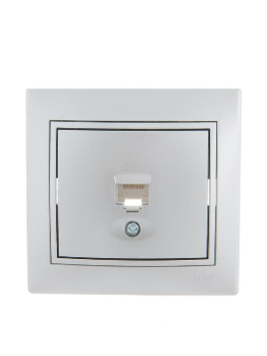 Розетка компьютерная 1-м СП Мира RJ45 метал. сер. Lezard 701-1010-139