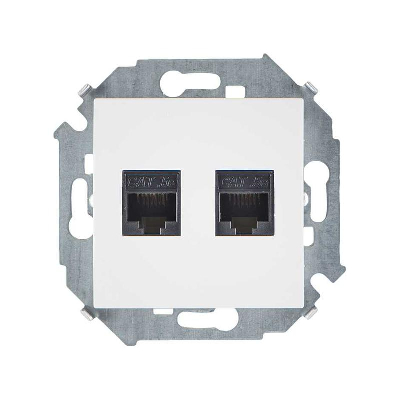 Розетка компьютерная 2-м Simon 15 RJ45 кат.5E AMP механизм бел. Simon 1591552-030