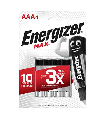 Элемент питания алкалиновый MAX LR03/286 BL4 (2/24/10800) (блист.4шт) Energizer 28645