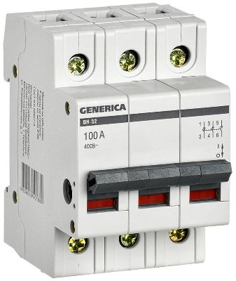 Выключатель нагрузки (мини-рубильник) 3п ВН-32 100А GENERICA ИЭК MNV15-3-100