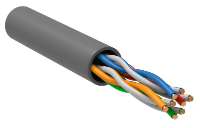 Кабель связи витая пара U/UTP кат. 5E 4 пары PVC 1м сер. (100м) GENERICA ITK BC1-C5E04-111-100-G