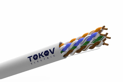 Кабель витая пара U/UTP 4х2х24AWG(0.51мм) кат.5E PVC TOKOV PRO Fluke tested (м) TOKOV Eletrcic TKP-C06-U42-5E-305-PVC