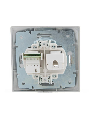 Розетка компьютерная + телеф. СП Мира RJ11 + RJ45 метал. сер. Lezard 701-1010-143