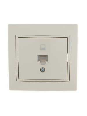 Розетка компьютерная 1-м СП Мира RJ45 крем/крем Lezard 701-0303-139